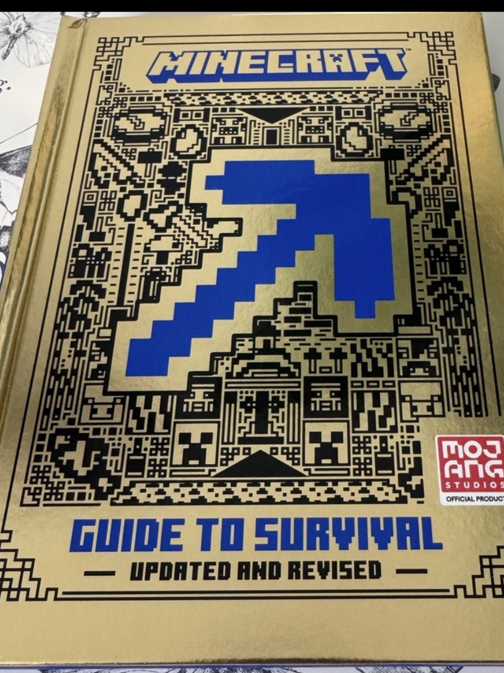 Minecraft Guide to Survival Updated & Revised Hardcover Book Gold Blue